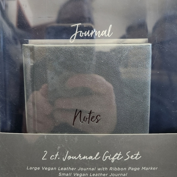 Gartner Studios Navy Blue Silver Gray Vegan Leather Journal 2 Piece Gift Set NWT - Picture 2 of 10